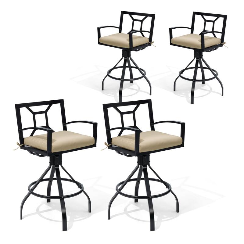 Outdoor Patio Barstool Swivel Aluminum Bar Stools with Sunbrella Fabric Cushion