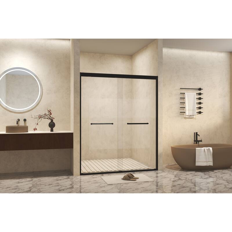 GDFStudio - Alden Adjustable Frameless Double Sliding Shower Door for Modern Bathroom Spaces
