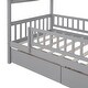 preview thumbnail 6 of 13, Twin Size Wooden House Bed with Drawers, Roof Design, Solid Pine Frame, Headboards for Kids' Room, Easy Assembly, Grey