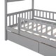 preview thumbnail 16 of 71, Wooden House Bed, Platform Bed Frame with 2 Storage Drawers & Roof Design, for Kids, Girls, Boy, Teens