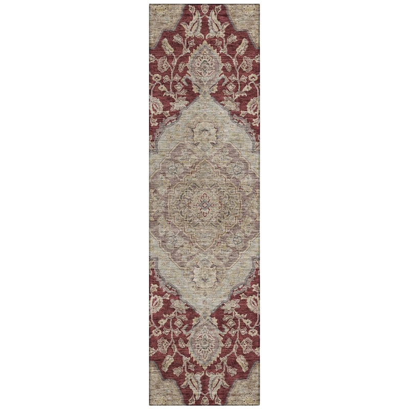 Machine Washable Indoor/ Outdoor Traditional Medallion Chantille Rug