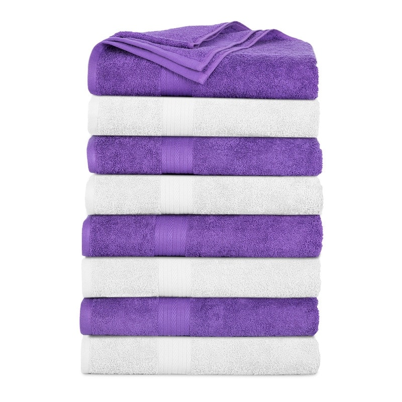 Cotton 600 GSM Highly Absorbent Bath Towels 30x54 Inch by Ample Decor - Pack of 8
