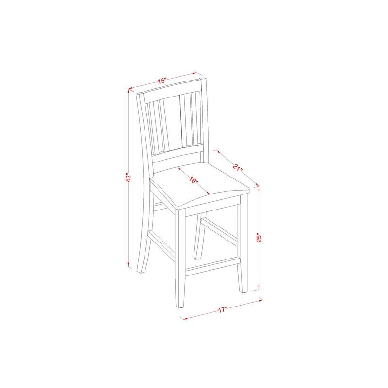 Counter Height Dining Set - 5 Piece Table & Chairs - Modern Kitchen Set - 36x36 Inch Square Table