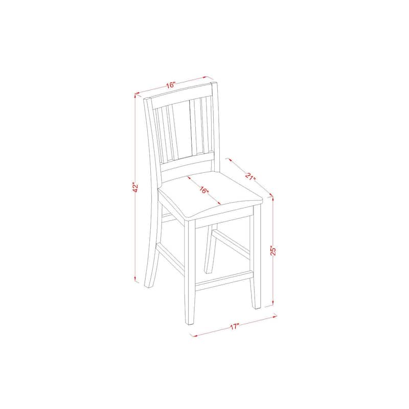 Counter Height Table Set with Chairs - Modern Dining Pub Set - Mahogany Finish - 5 Piece Set