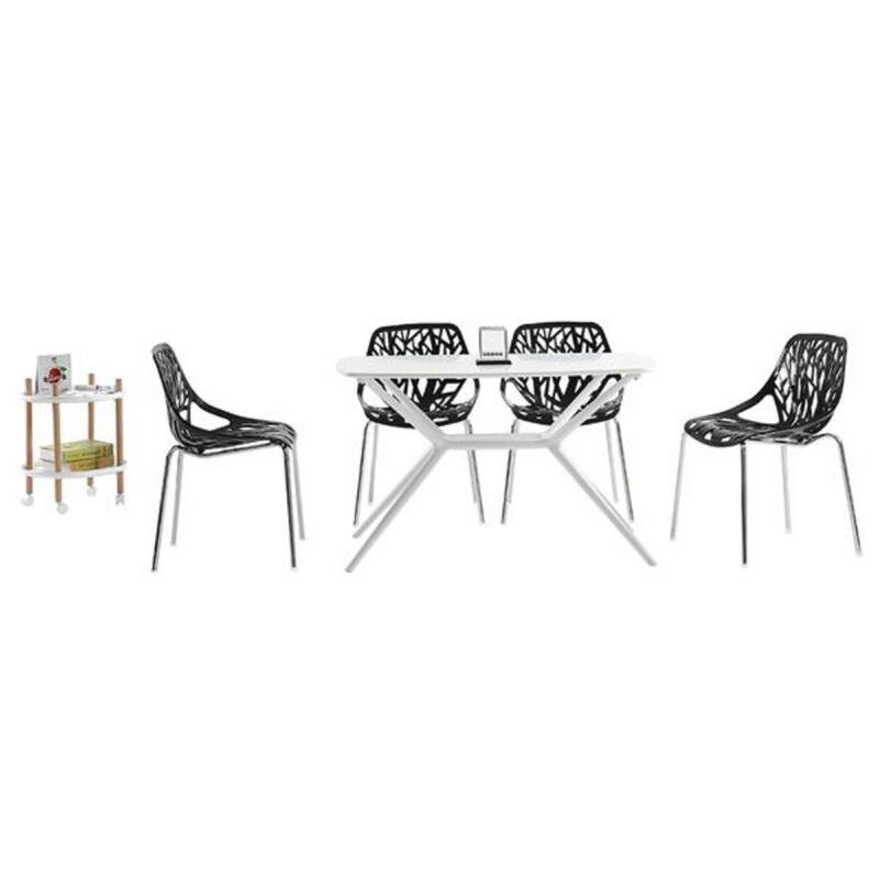 4pcs Birds Nest Style Lounge Chair Black - (21.3 x 21.3 x 33.5)"