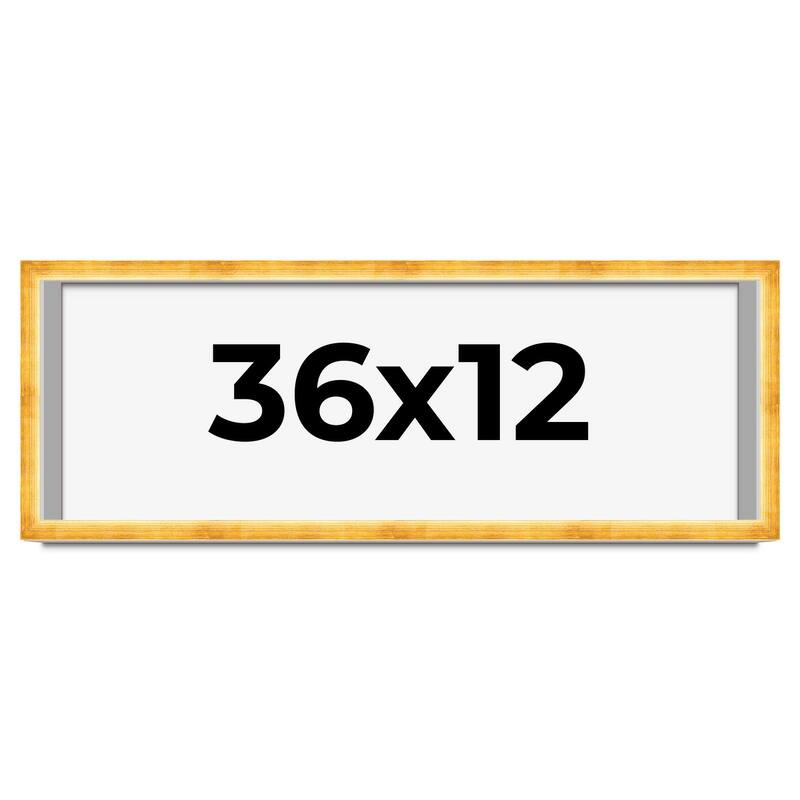 36x12 Shadow Box Frame Gold | 1.625 Inches Deep Real Wood Traditional