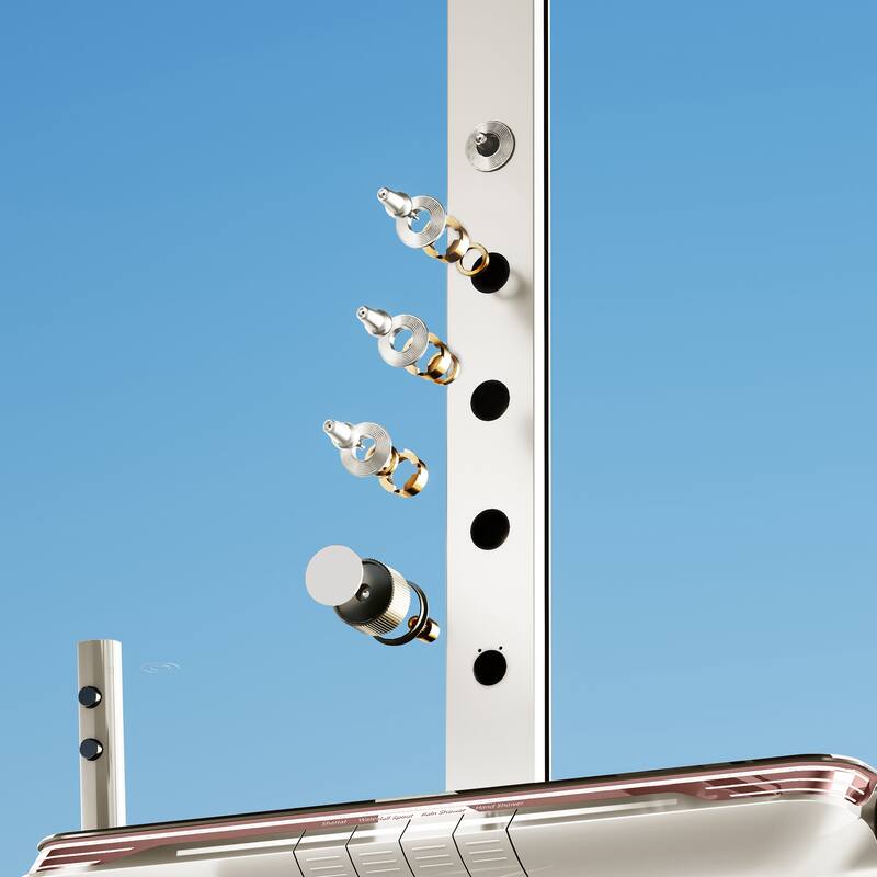 Exposed Tub and Shower Faucet with Hand Shower Brass Thermostatic Brass Wall Mount Complete Shower System with Waist Massage