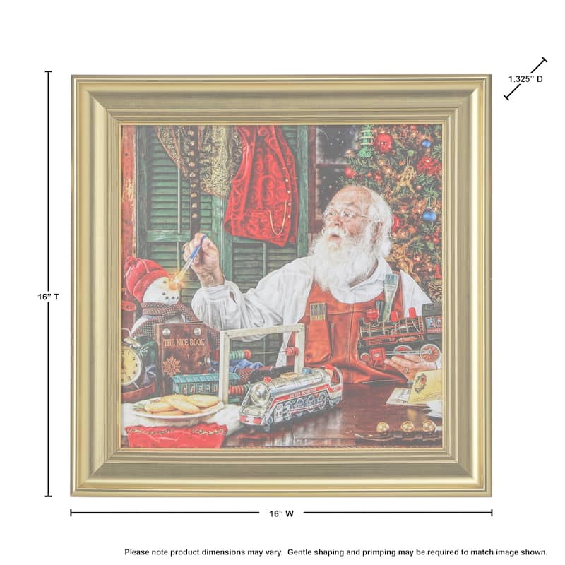 16"X16" Framed Workshop Santa Painting - 16" x 16"