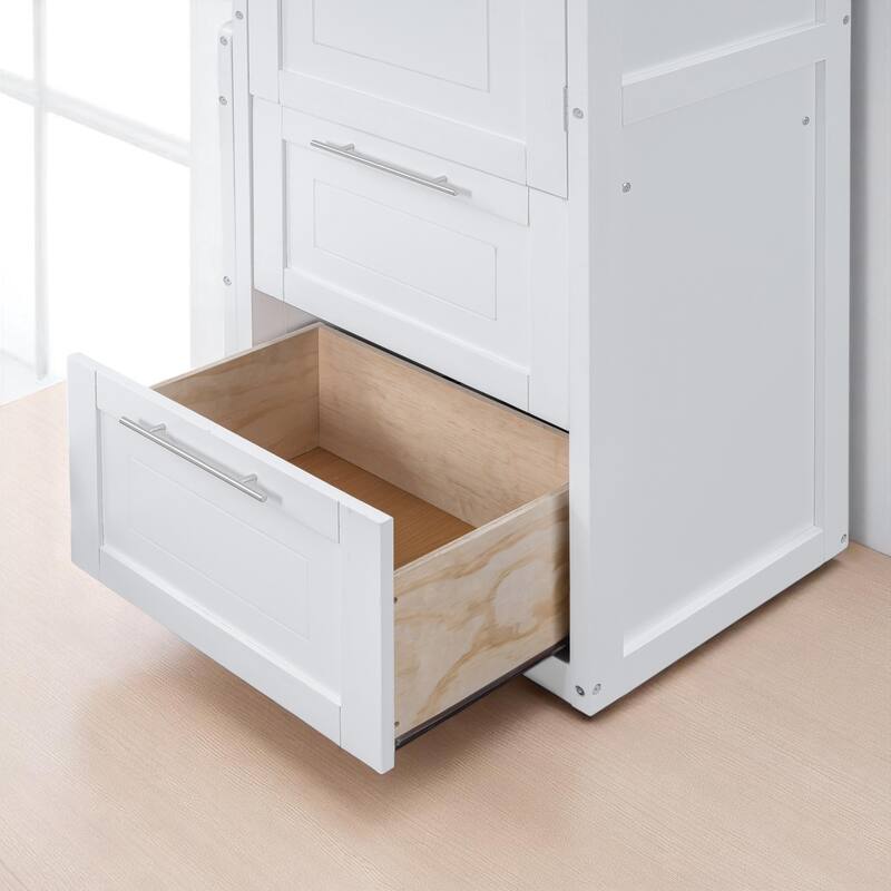 Queen Size Murphy Wall Bed with Closet, Drawers and Shelf Storage, Foldable Cabinet Bed with Custom Layout