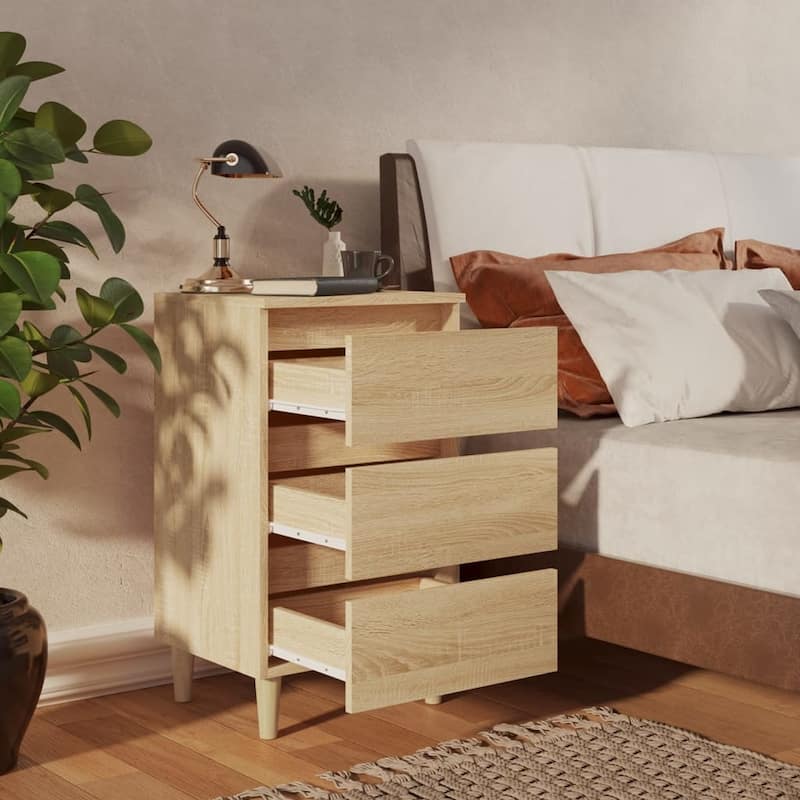 vidaXL Bed Cabinet Engineered wood, Solid eucalyptus wood