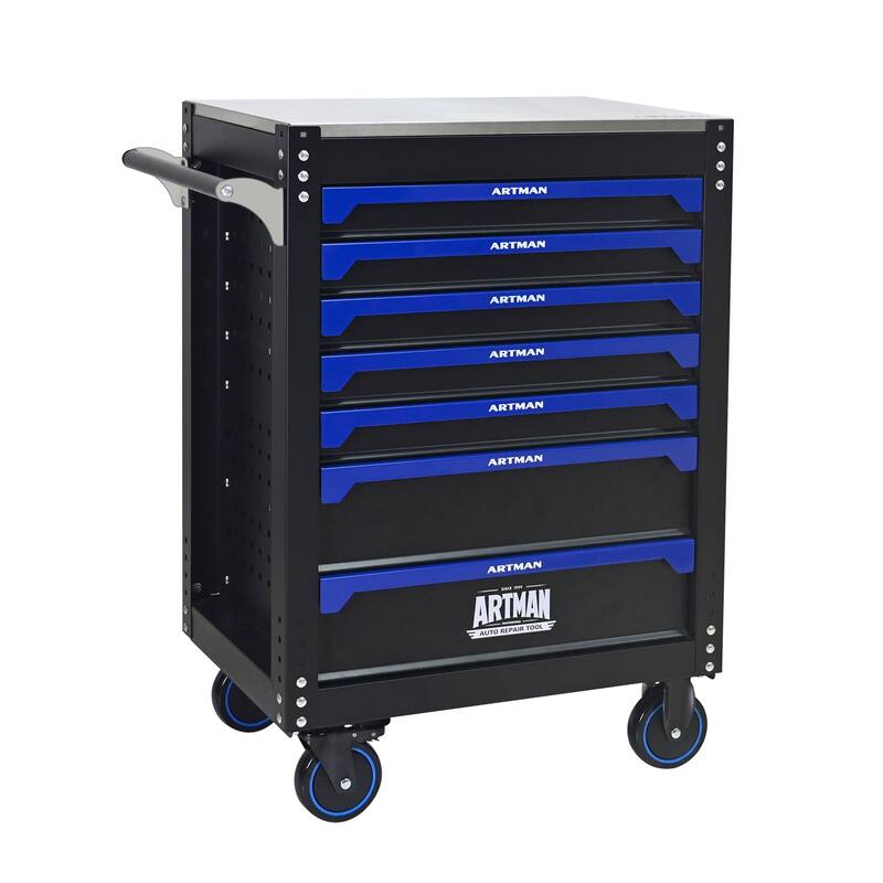 Industrial-Strength Rolling Tool Cart with 7 Drawers, 30" Steel Workbench Cabinet