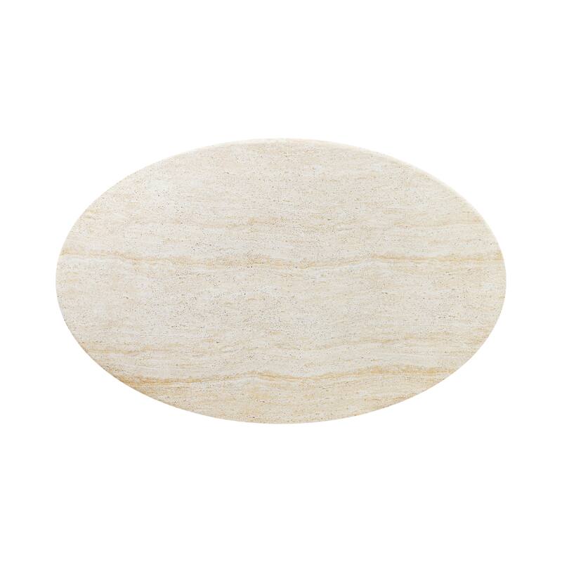 Poly & Bark Trevi Concrete Oval Coffee Table with Marble Finish