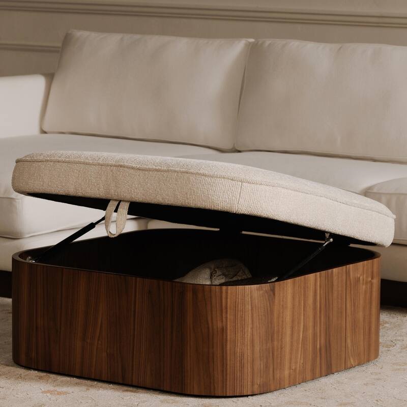 NADAAL STUDIOS Clarisse, Storage Ottoman With Upholstered Seat - 35"W x35"D x17"H