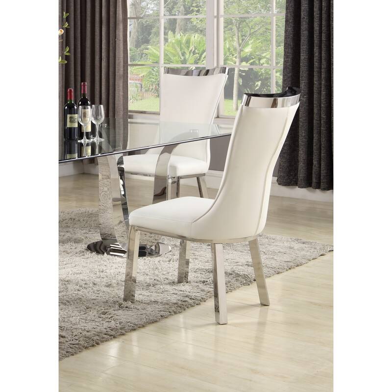 Somette Amelia Curved Back Dining Chair in White, Set of 2 - N/A
