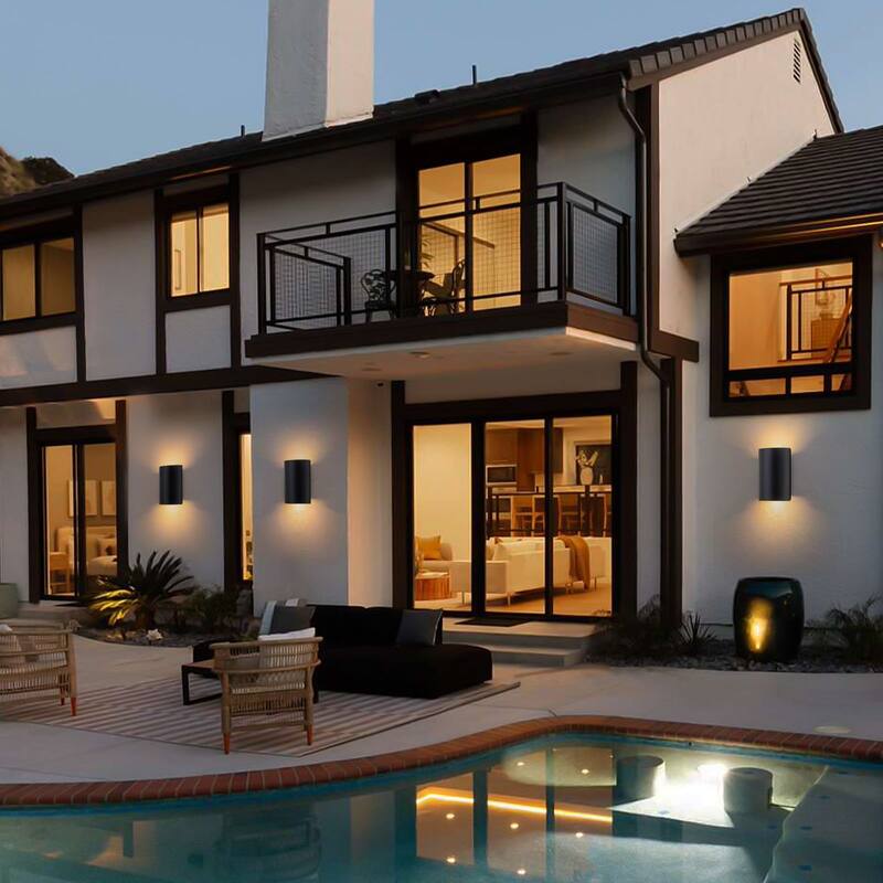 2-Light Black Dimmable Modern LED Outdoor Wall Sconce