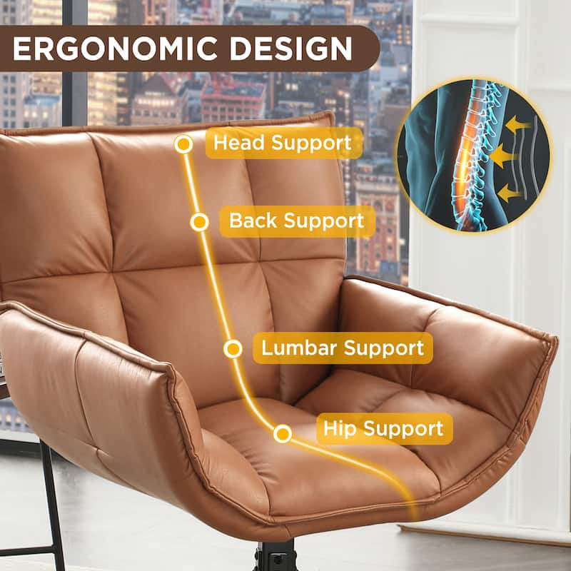 Faux Leather Upholstered Swivel Club Chair Accent Armchair (Set of 2)