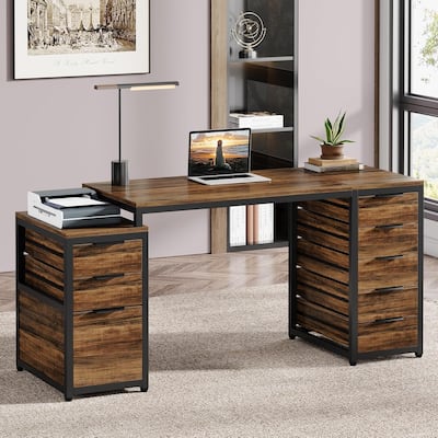 63 Inches Computer Desk, Study Writing Desk Workstation for Home Office