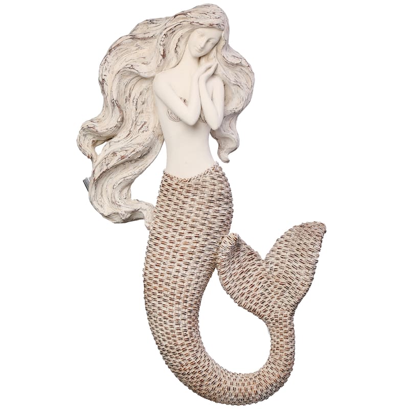 Resin 'Wicker' Mermaid Wall Plaque 23" - 23