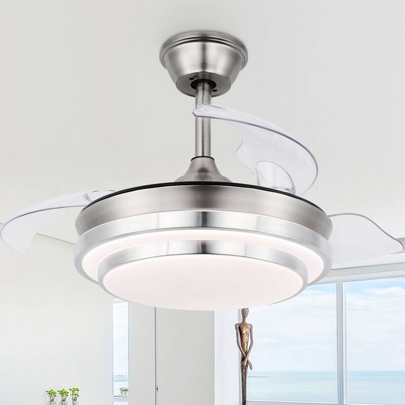 Oaks Aura Modern 36in. LED Light Memory Retractable Ceiling Fan with Light, 6-Speed,Dc Motor Technology, Remote Control