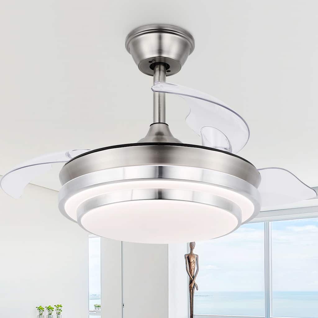 Oaks Aura Modern 36in. LED Light Memory Retractable Ceiling Fan with Light, 6-Speed,Dc Motor Technology, Remote Control