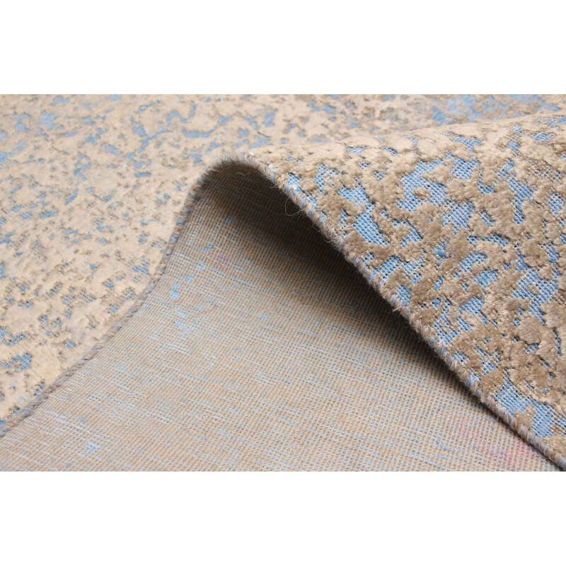 ECARPETGALLERY Hand-knotted Color Transition Beige, Light Blue Wool Rug - 4'9 x 6'4