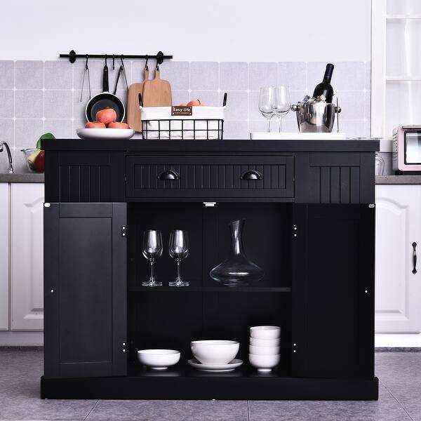 Shop Homcom Fluted Style Wooden Kitchen Island Storage Cabinet With Drawer Open Shelving And Interior Shelving Overstock 30586396