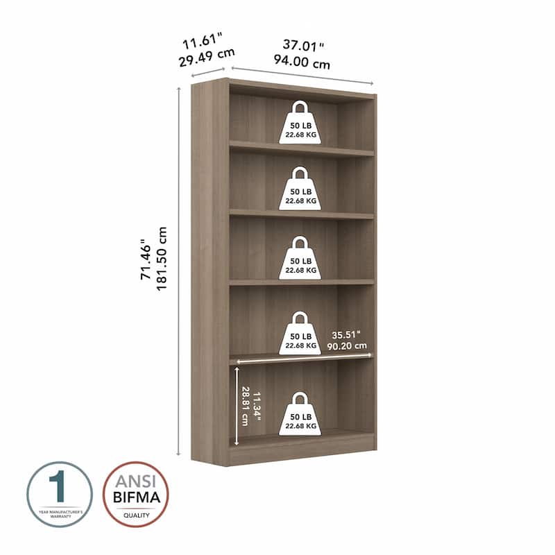 Universal Tall 5 Shelf Bookcase Storage by Bush Furniture
