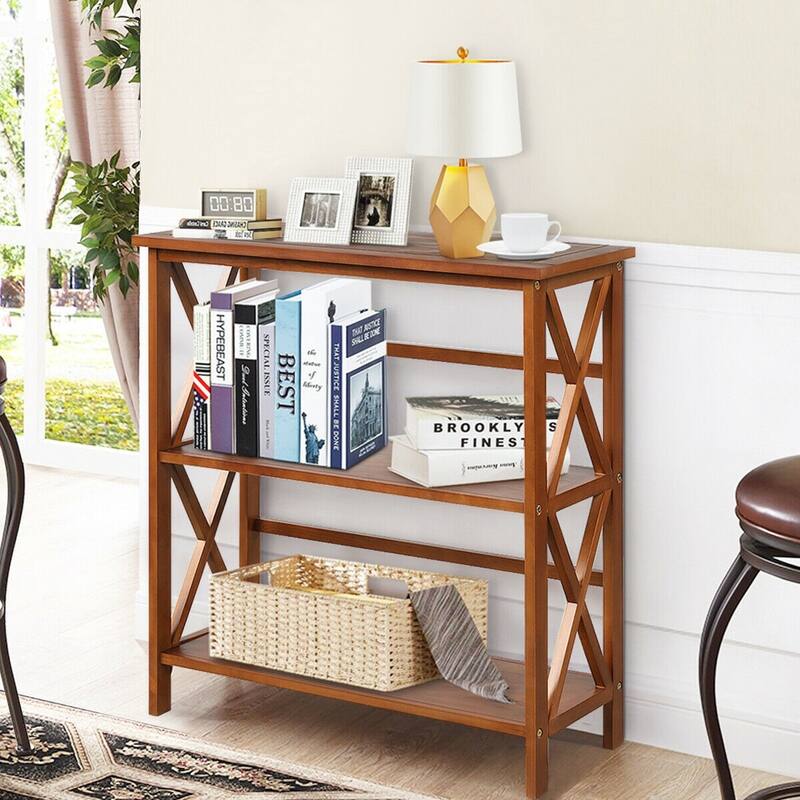 3-Tier Wooden Open Shelf Bookcase - 31" x 12.5" x34" (L x W x H)