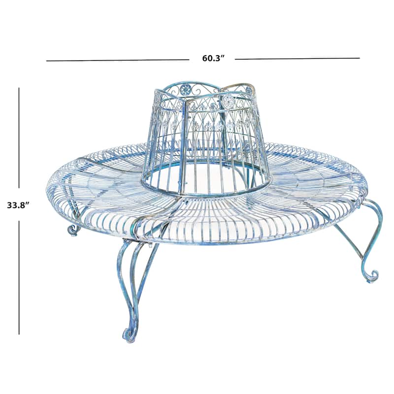 SAFAVIEH Outdoor Irmeli Victorian Iron Round Tree Bench - 60" W x 60" D x 34" H - 60Wx60Dx34H