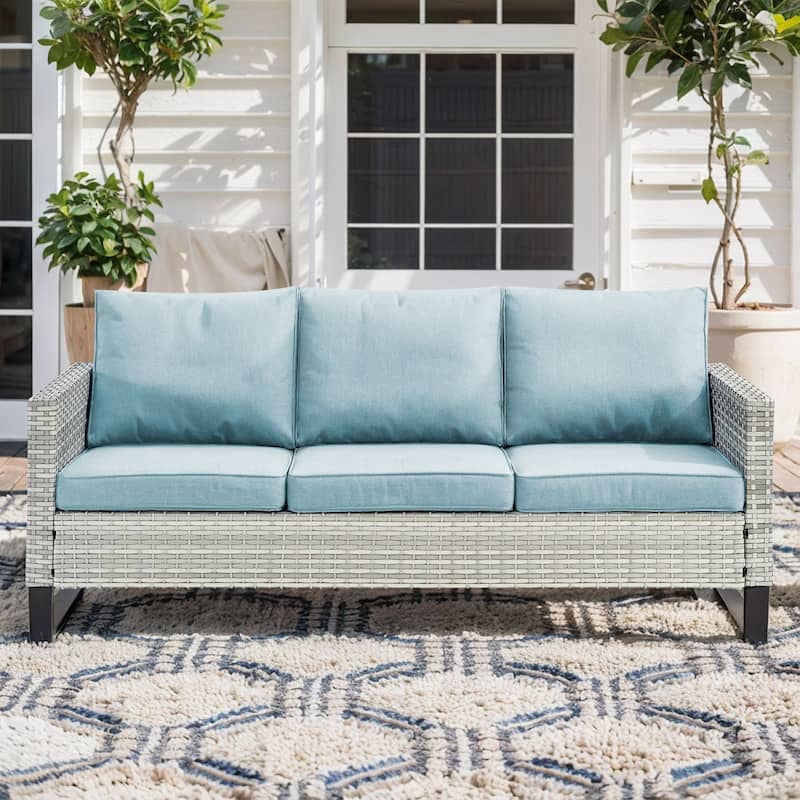 Gymojoy 3-Seat Outdoor Sofa, All-Weather PE Wicker