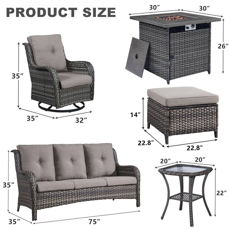 Gymojoy Outdoor Furniture Set with 50,000 BTU Fire Pit Table