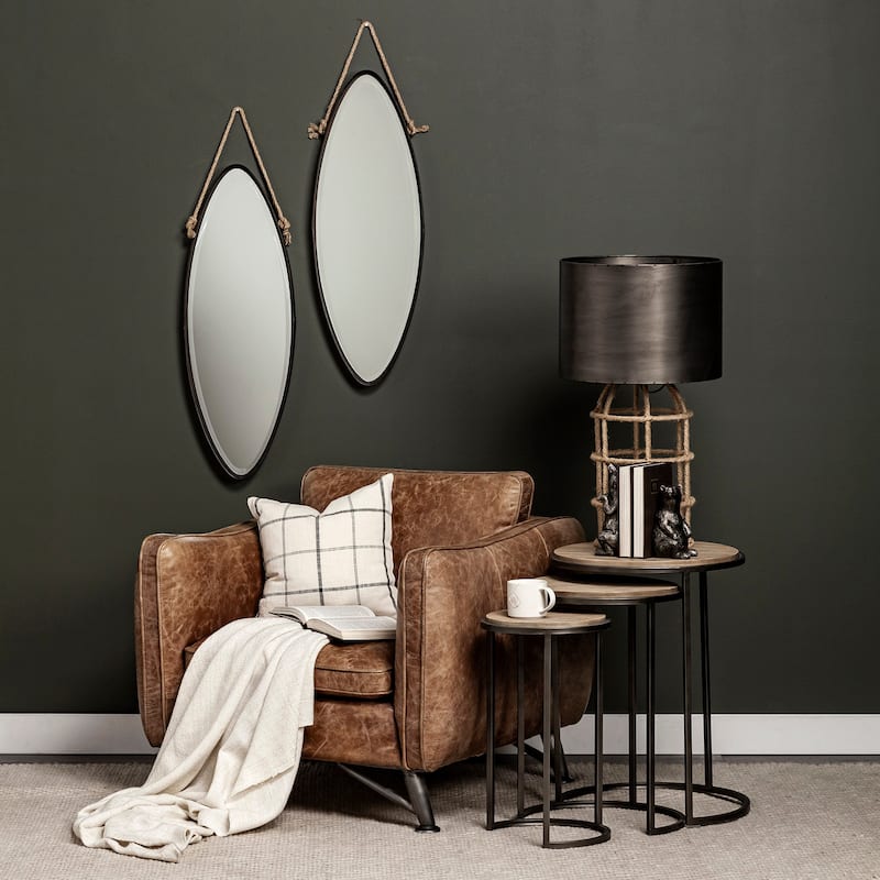 Glover (Set of 3) 20L x 20W Brown Wood Round Top W/Metal Nesting Accent Tables - 20.1L x 20.1W x 26.4H