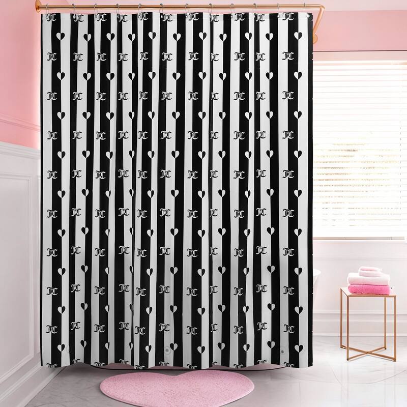Juicy Couture 1-Piece PEVA Shower Curtain - Frosted White/Black