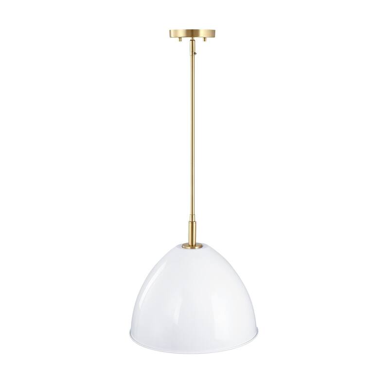 Biba 15 in. 1-Light Brushed Gold Modern Pendant Light Ice Mist Metal Shades