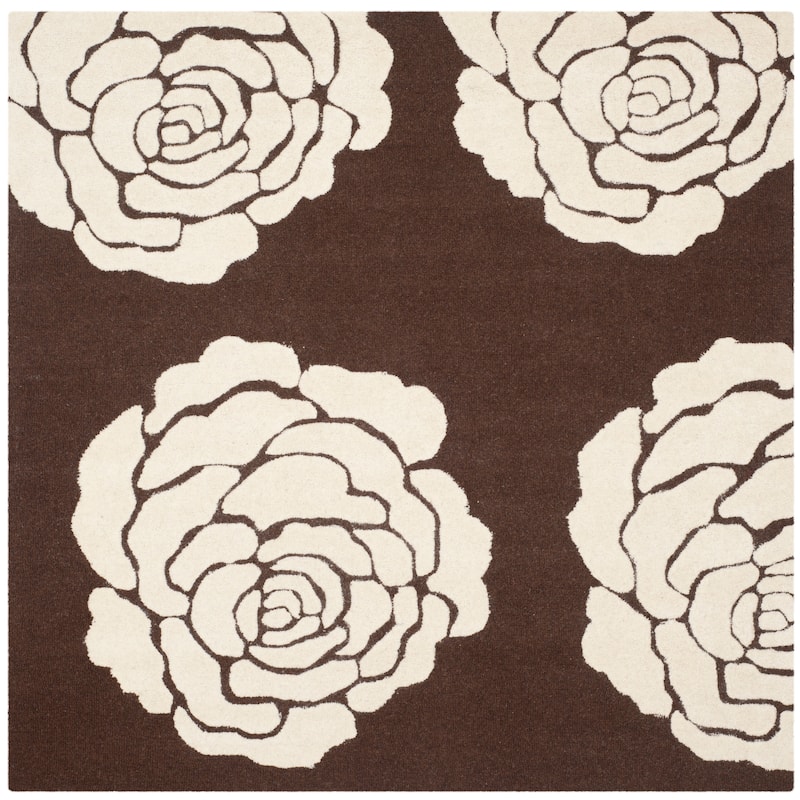 SAFAVIEH Handmade Cambridge Vince Modern Wool Rug - 6' Square - Brown/Ivory