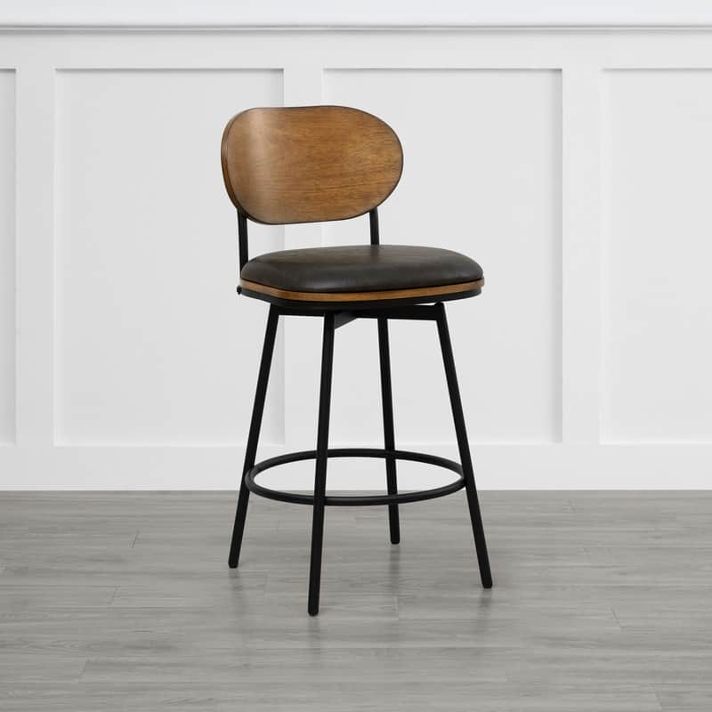 Spruce & Spring Megan Swivel Counter Bar Stool with Metal Legs