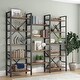 preview thumbnail 22 of 26, Open Triple Wide 5-Shelf Bookcase, Industrial Etagere Bookshelf for Home & Office Brown70"