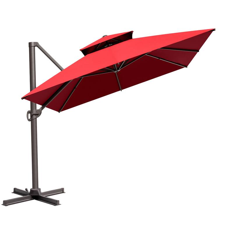 10 x 13 Feet Double Top Rectangular Patio Offset Cantilever Umbrella Aluminum with Crank