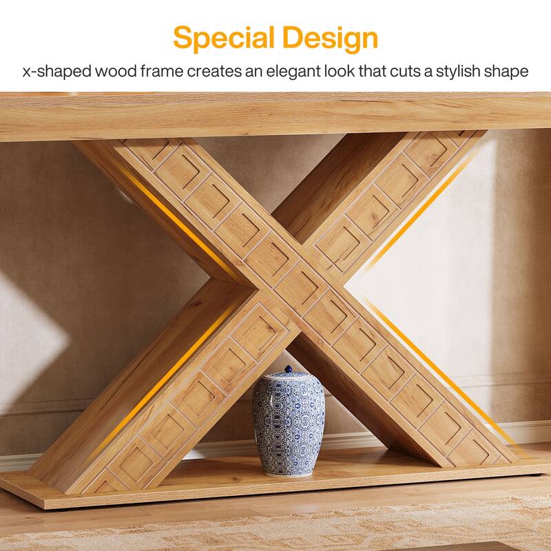 55 Inch Wooden Console Table for Entryway