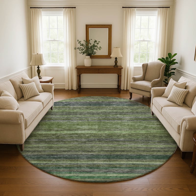 Premium Washable Super Soft Ombre Stripes Mayfield Rug - Aloe - 8' x 8'