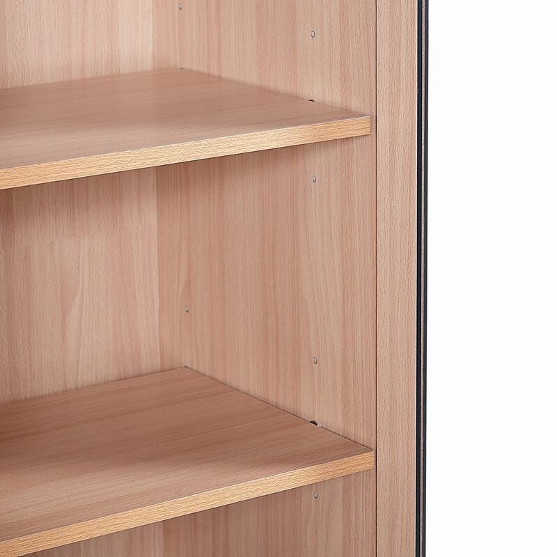 Modern 67.2"H Bathroom Storage Cabinet with Glass Doors Adjustable Shelves and Soft-Close Drawer