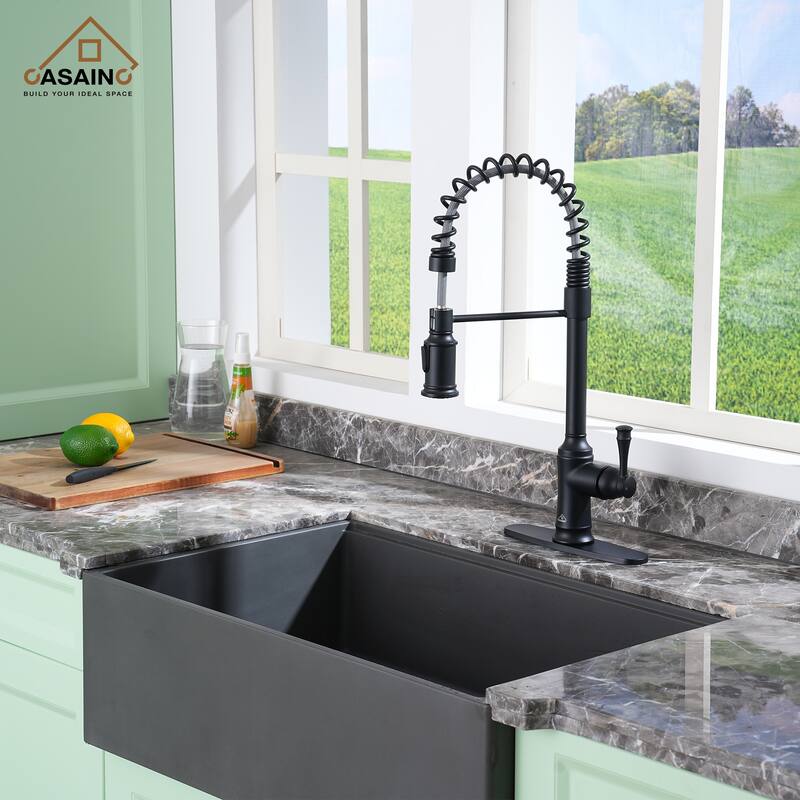 Single Handle 21 in. Pull Down Sprayer Kitchen Faucet