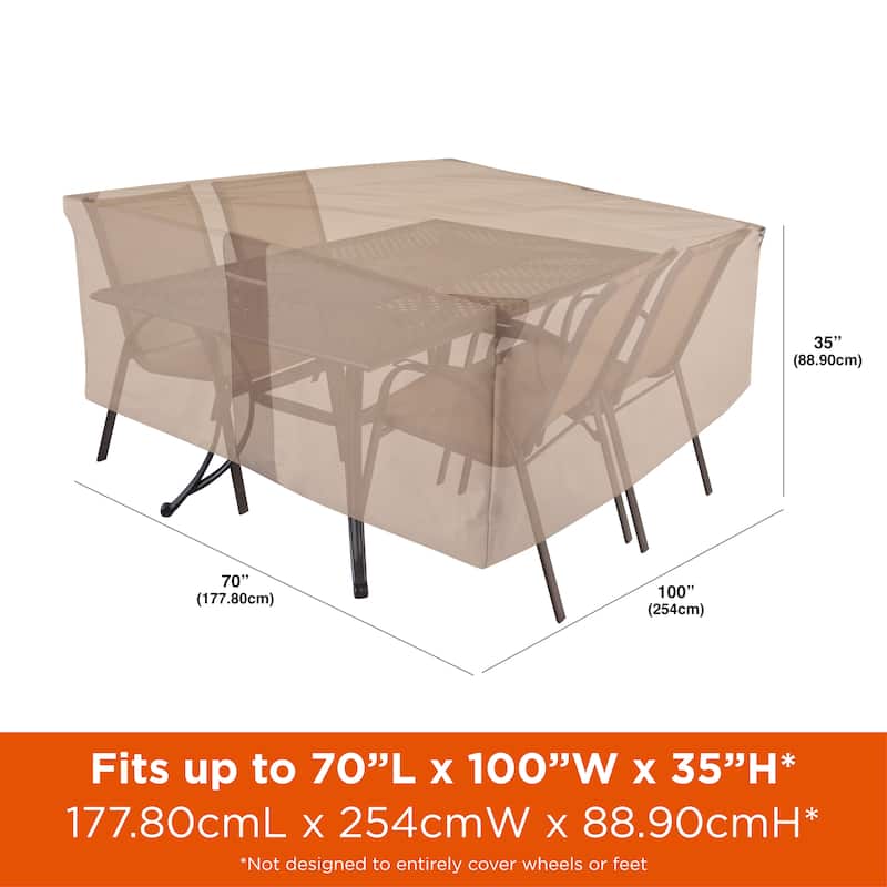 Modern Leisure Monterey Patio Dining Set Cover, 100" W x 70" D x 35" H, Beige