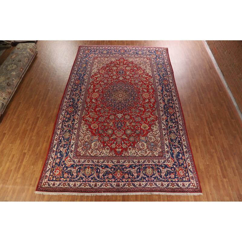 Hand Knotted Oriental 100% Wool Carpet Traditional Floral Red Najafabad Area Rug - 16' 8'' X 10' 4''