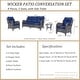 preview thumbnail 44 of 50, 4 Piece Outdoor High Back Wicker Patio Conversation Furniture Sets