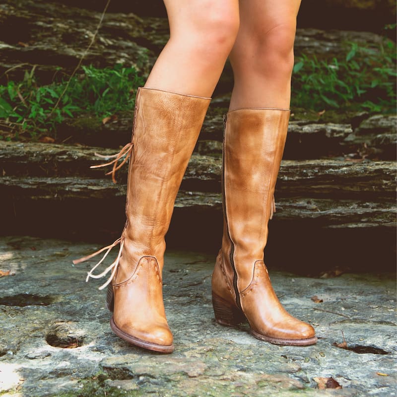 Bed Stu Women's Charis Leather Heeled Tall Boot - 8.5 - Tan Rustic