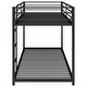 preview thumbnail 10 of 11, Black Twin over Twin Size Metal Low Bunk Bed with Ladder & Fence