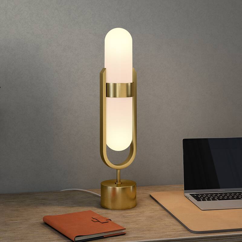 Blair Pill-Shaped Table Lamp with Milk Glass Shade - 25" Tall