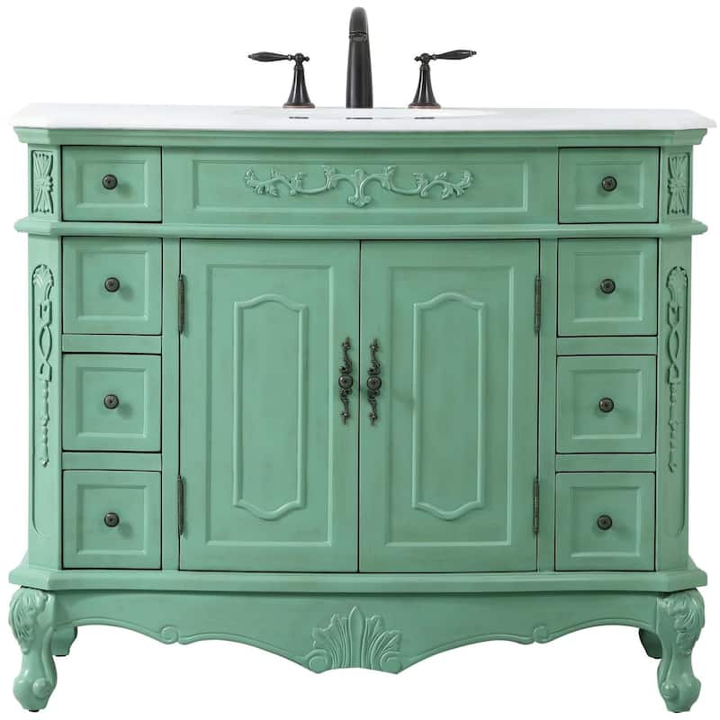 Elegant Lighting VF10142-VW Danville 42" Free Standing Single Basin - Vintage Mint - Painted