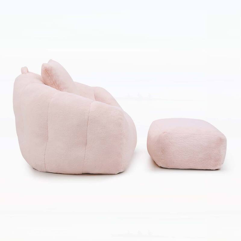 Shell-Shaped Bean Bag Chair with Footstool,Perfect for Gaming and Reading